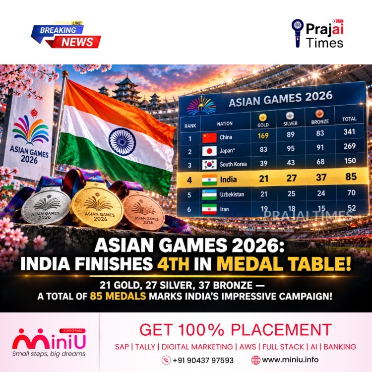 Asian Games 2026: India Finishes 4th with 85 Medals Including 21 Gold
