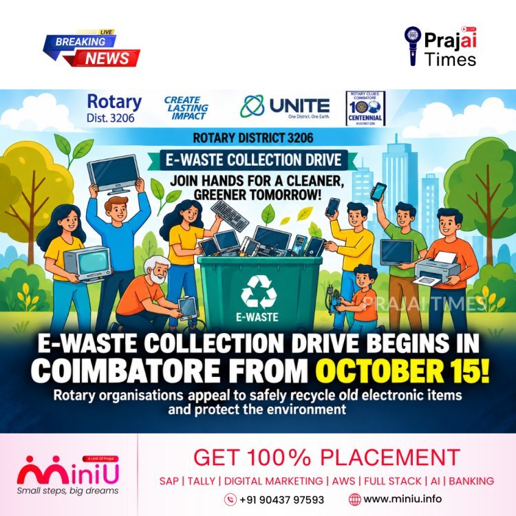 Coimbatore to Launch E-Waste Collection Drive from October 15, 2026