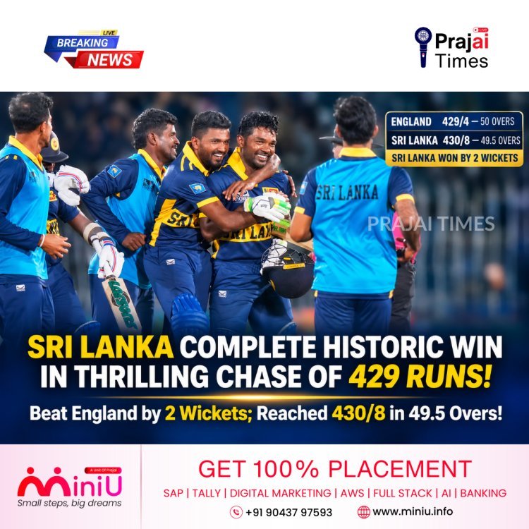 Sri Lanka Beat England by 2 Wickets in Thrilling 430-Run ODI Chase