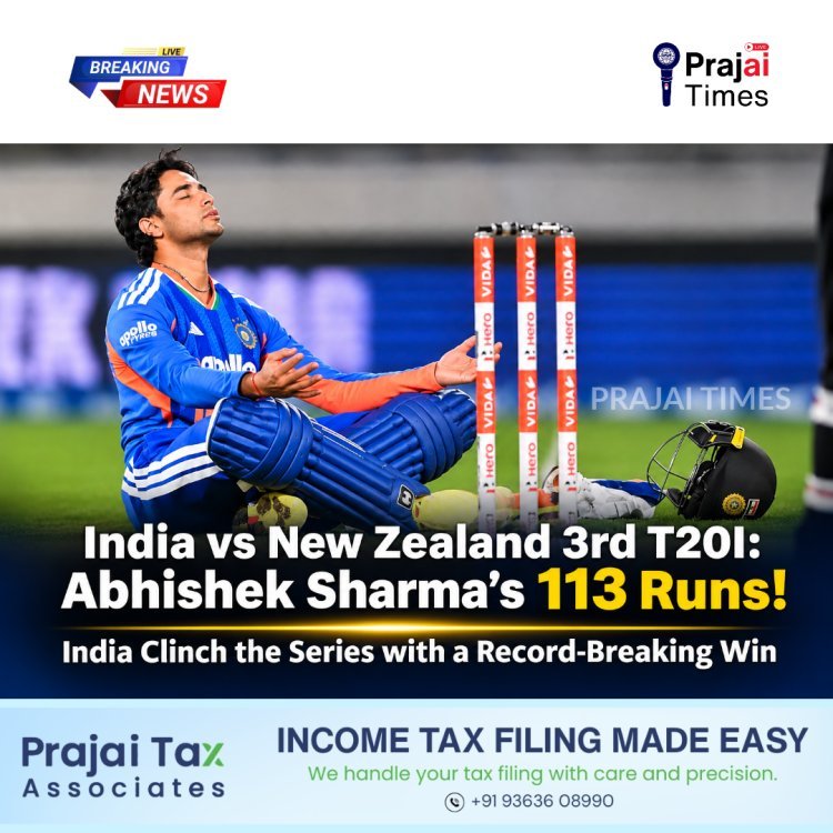 India Beat New Zealand by 6 Wickets: Abhishek Sharma Smashes 113 in 3rd T20I